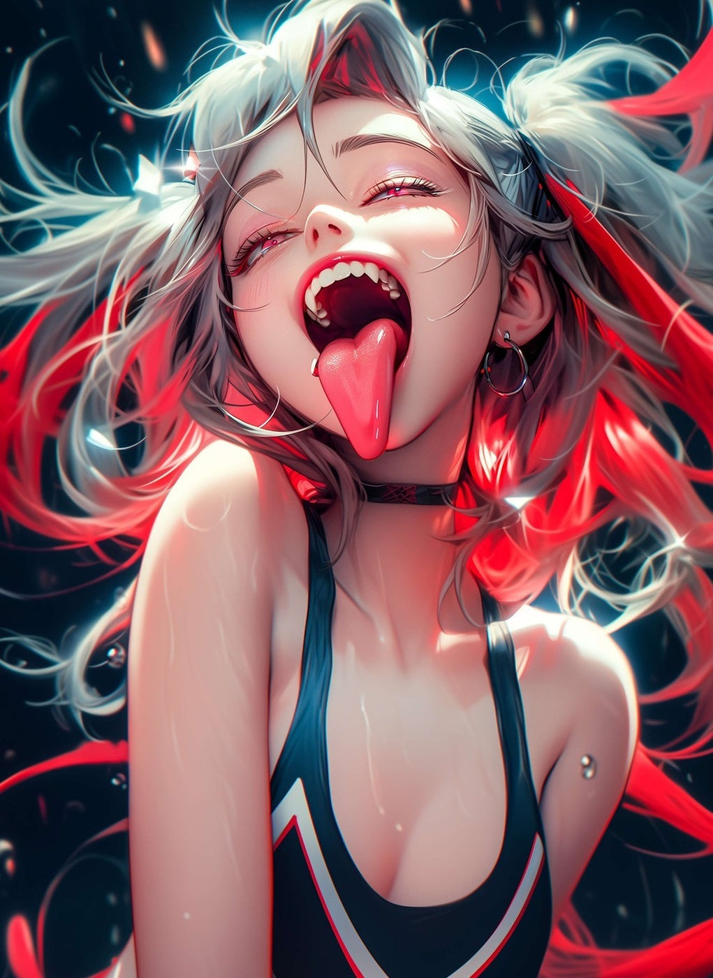 Playful Anime Girl metal wall art